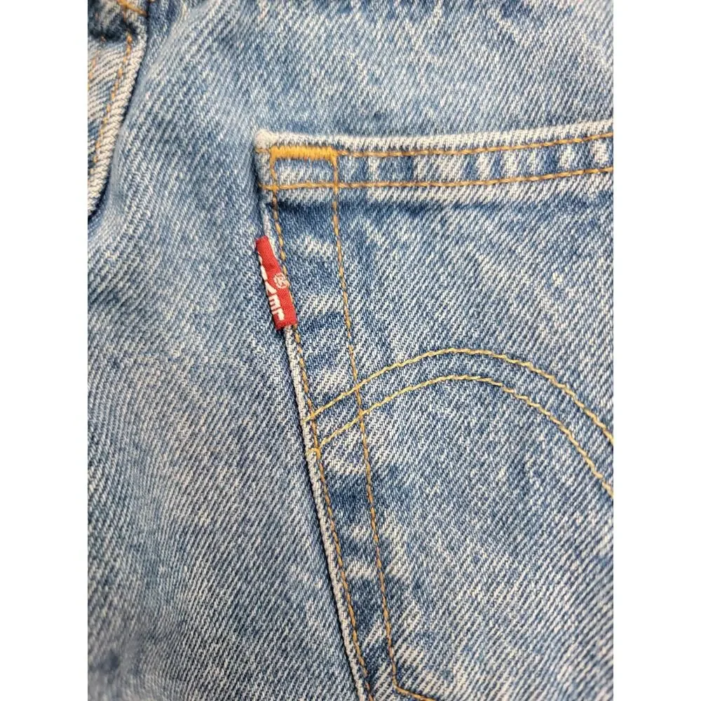 Levis Premium 501 Denim Shorts SZ 28 High Rise Button Fly Big E Jorts Festival